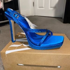 Blue Rhinestone Heels